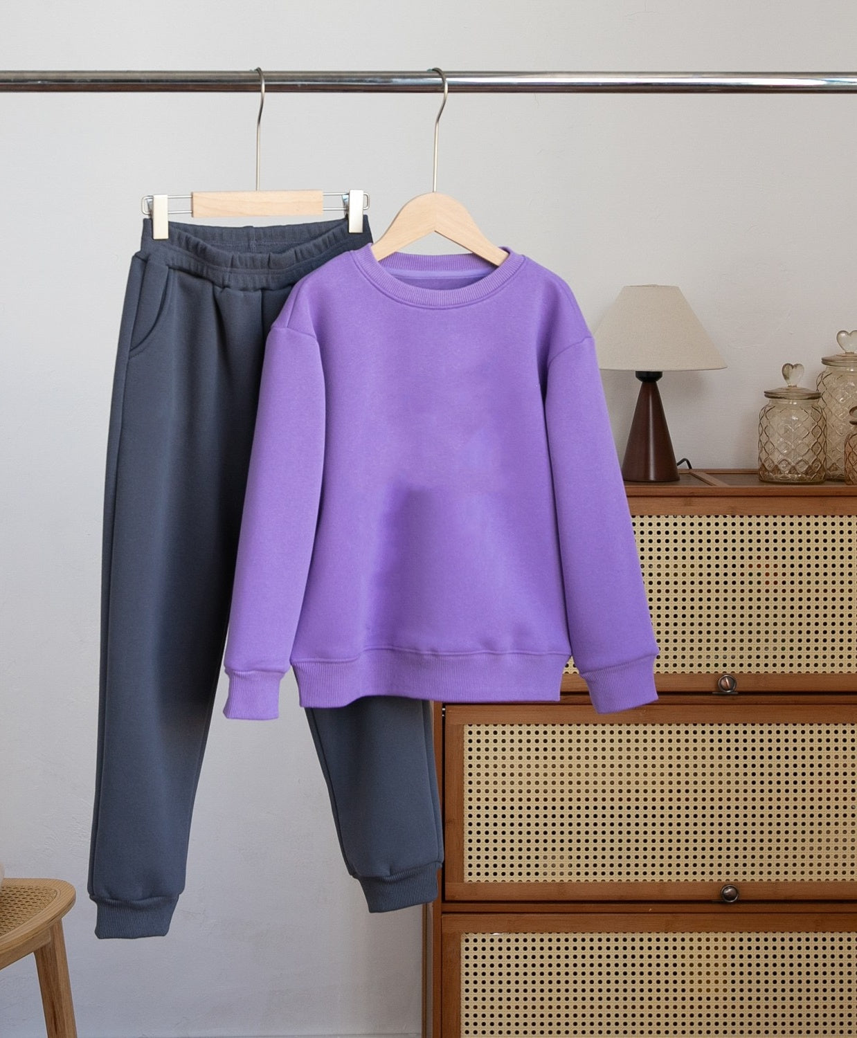 E4203#XY Kids Fleece Sweatshirts Pants Set